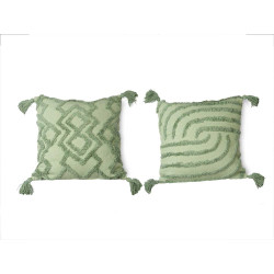 CUSCINO RICAMATO VERDE 45X45 CM ASSORT 3