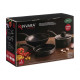 CONJUNTO PRETO 4PCS WOK FRIGIDEIRA PANELA TAMPA