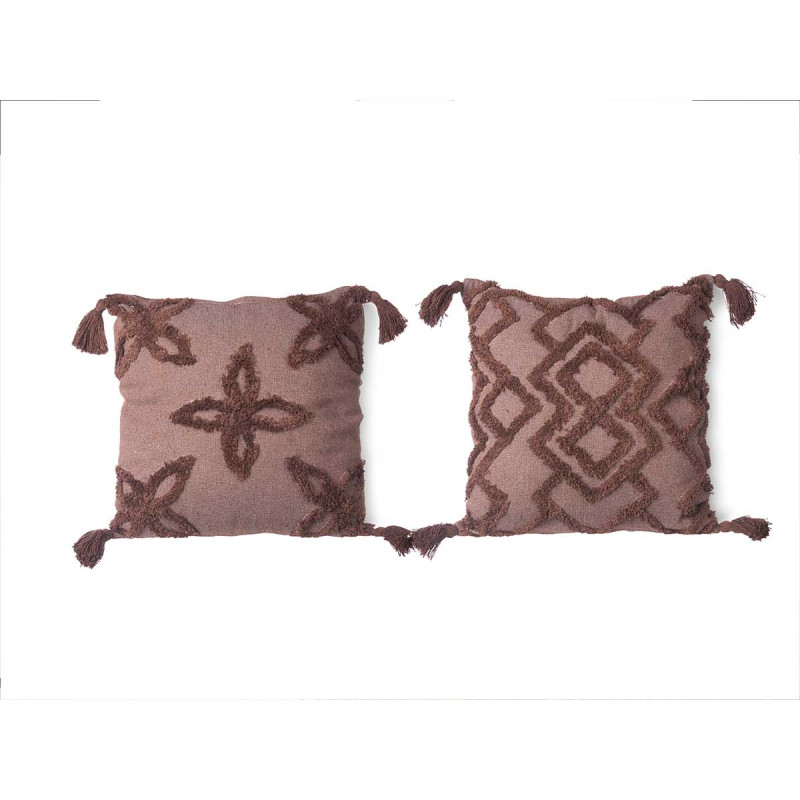 ALMOFADA BORDADA CASTANHA 45X45 CM SORT 3