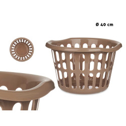 ROUND BASKET 40CM DIAM TAUPE OPENWORK 