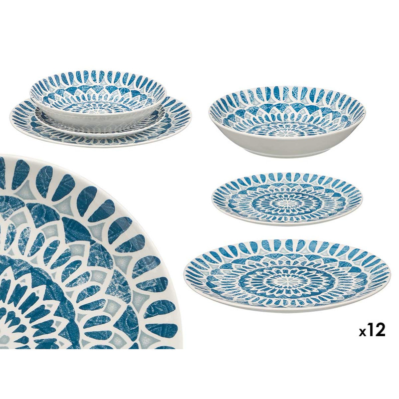 CONJUNTO 12PCS MEDINA LOUÇA AZUL CINZA
