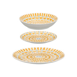 ENSEMBLE 12PCS VAISSELLE MEDINA MOUTARDE GRIS