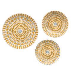 CONJUNTO 12PCS MEDINA LOUÇA MOSTARDA CINZA