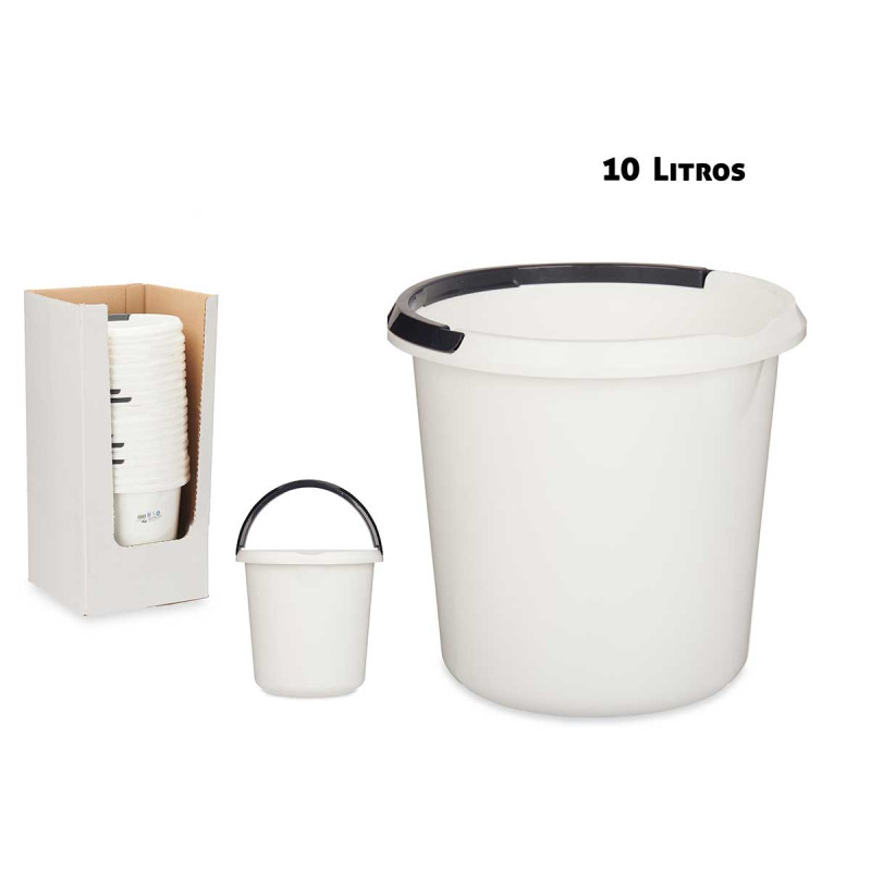 SEAU GRADUÉ EN PLASTIQUE AVEC POIGNÉE BLANC 10L