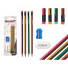 SET 3 PENCILS RUBBER SHARPENER STRIPES