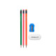 SET 3 PENCILS RUBBER SHARPENER FLUORESCENT