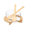 SET 4PZS ENSALADERA VIDRIO BASE UTENSILIOS BAMBU