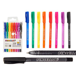 SET 8 BOLIGRAFOS FLUOR SEMIGEL