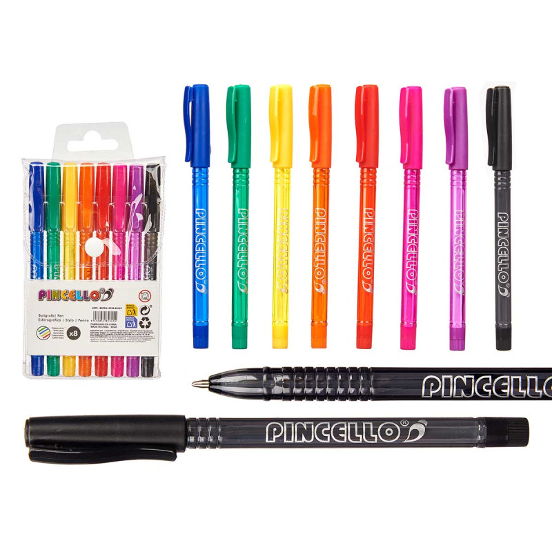 SET 8 BOLIGRAFOS FLUOR SEMIGEL
