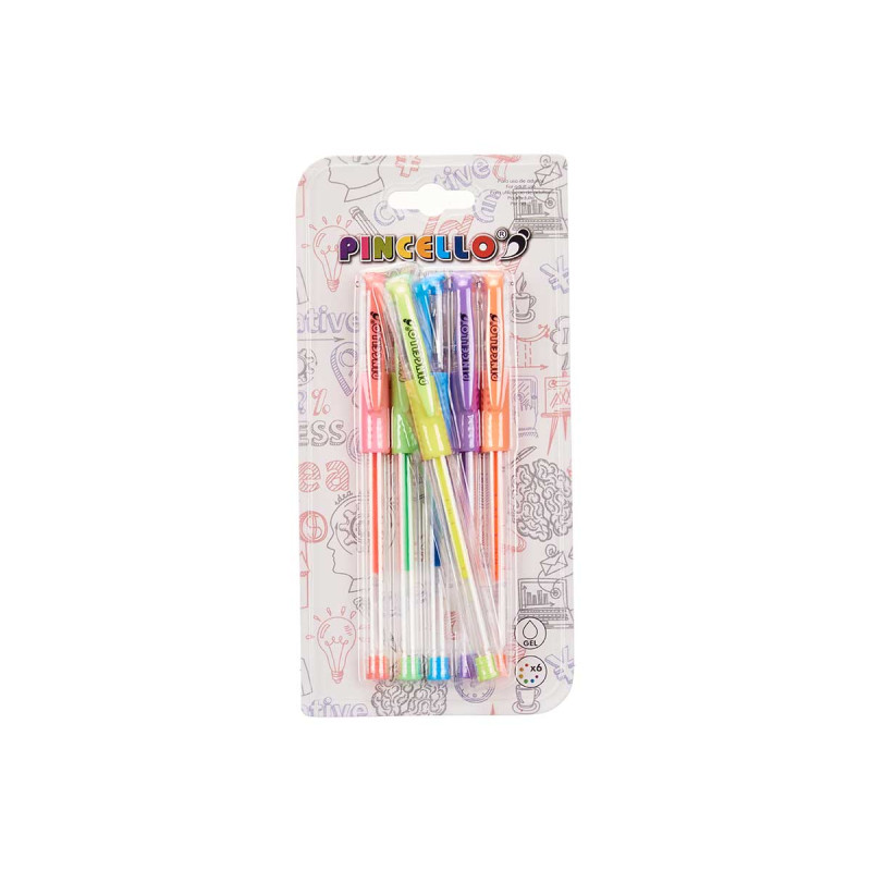 SET 6 STYLOS GEL FLUORESCENTS