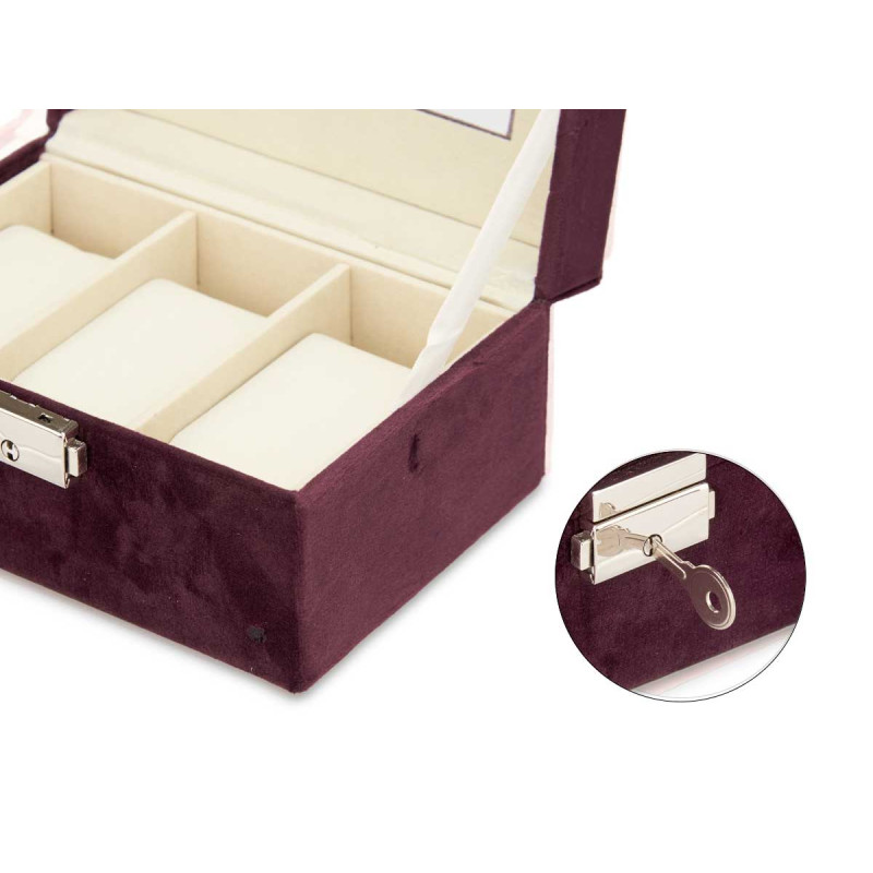 WATCH BOX 3 SLOTS AND LOCK BURGUNDY