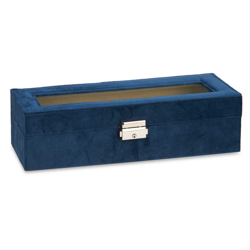 WATCH BOX 6 SLOTS AND LOCK PETROL BLUE
