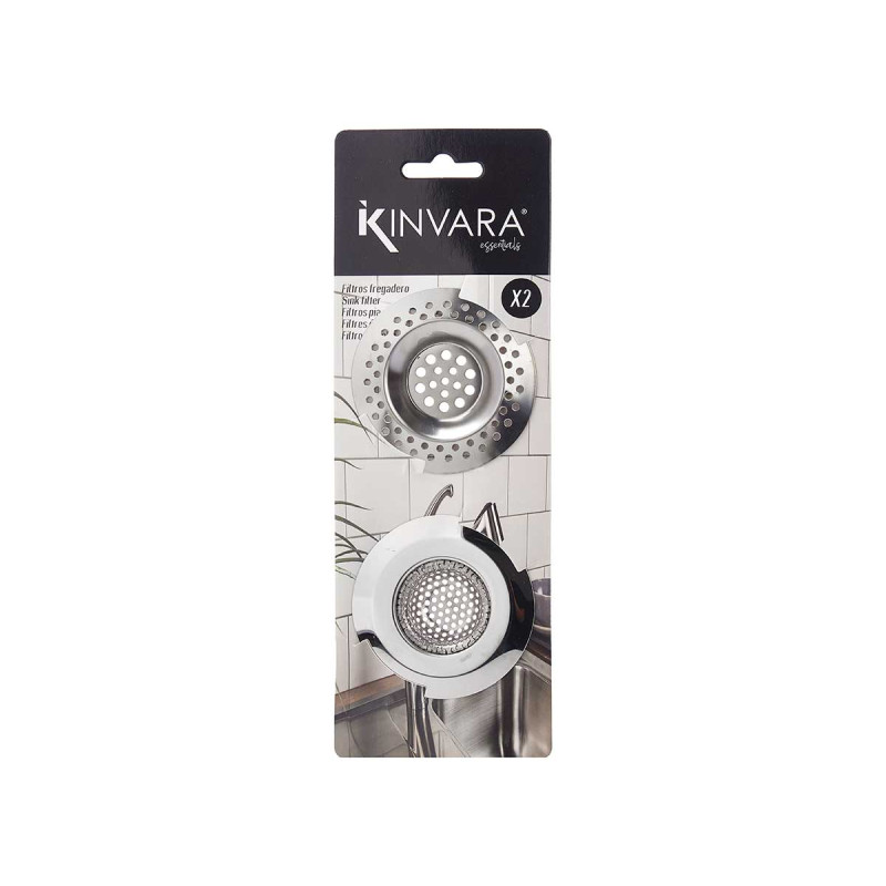 SET OF 2 DEEP STEEL SINK FILTERS WITH HOLES SMALL