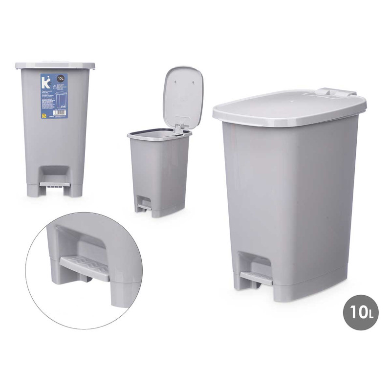 POUBELLE À PÉDALE 10L GRIS