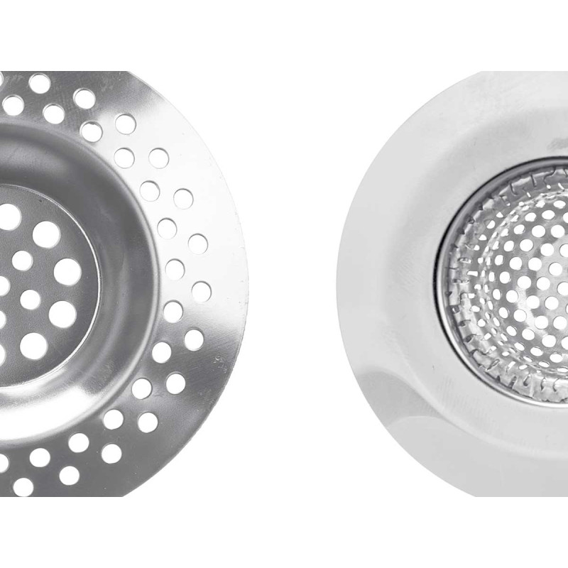SET OF 2 DEEP STEEL SINK FILTERS WITH HOLES SMALL