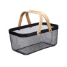 CESTA MALLA 2 ASAS MADERA RECTANGULAR NEGRO