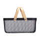 RECTANGULAR MESH BASKET 2 WOODEN HANDLES BLACK