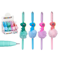 CANETA COM POMPOM DINOSAURO SORT 4