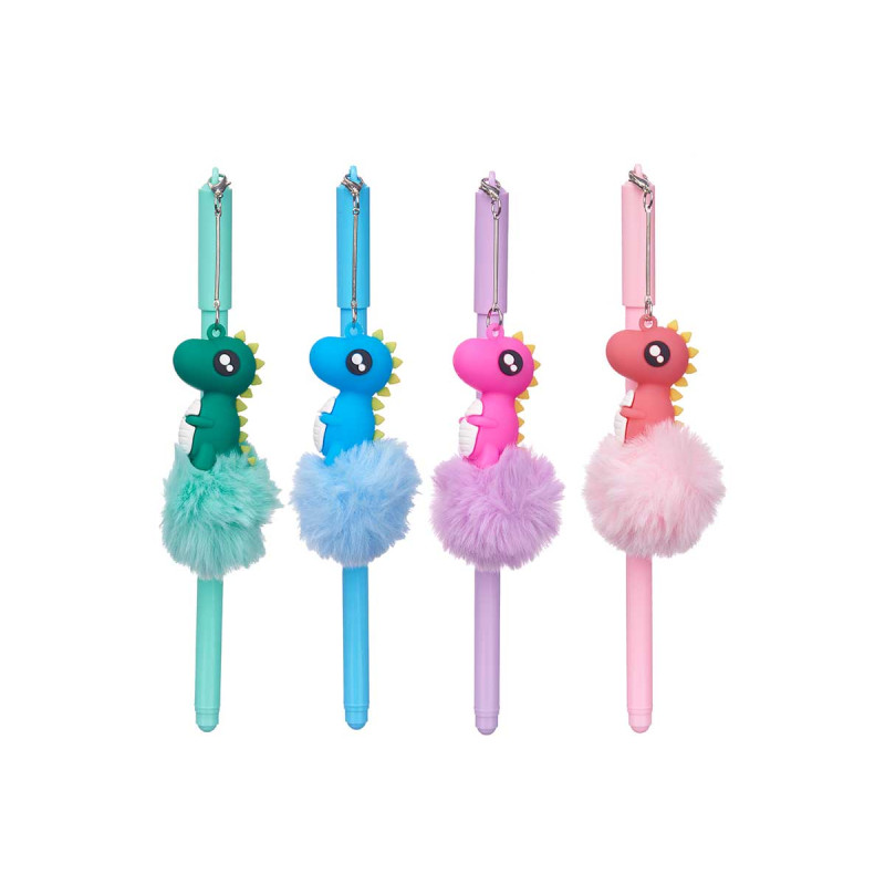 CANETA COM POMPOM DINOSAURO SORT 4