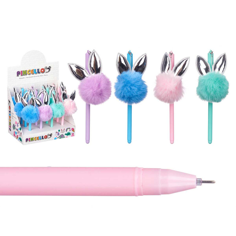STYLO À POMPON LAPIN ASSORT 4