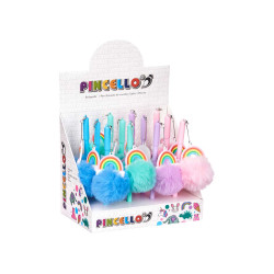 STYLO À POMPON ARC-EN-CIEL ASSORT 4