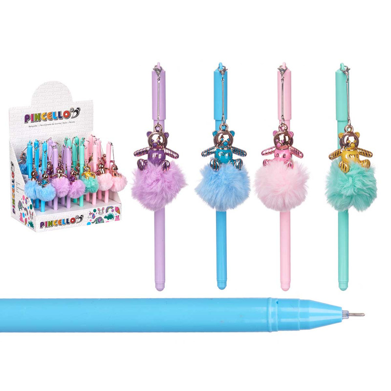 CANETA COM POMPOM URSO SORT 4
