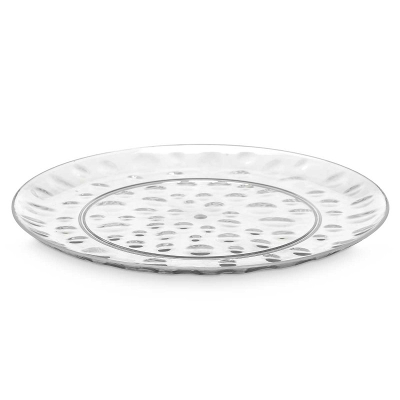 ASSIETTE PLATE EN PLASTIQUE POINTS 30CM TRANSP