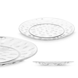 PRATO SOBREMESA DE PLÁSTICO PONTOS 21,5CM TRANSP