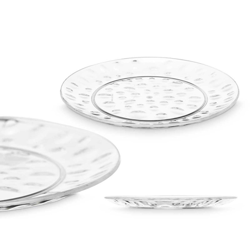 ASSIETTE À DESSERT EN PLASTIQUE POINTS 21,5CM TRAN