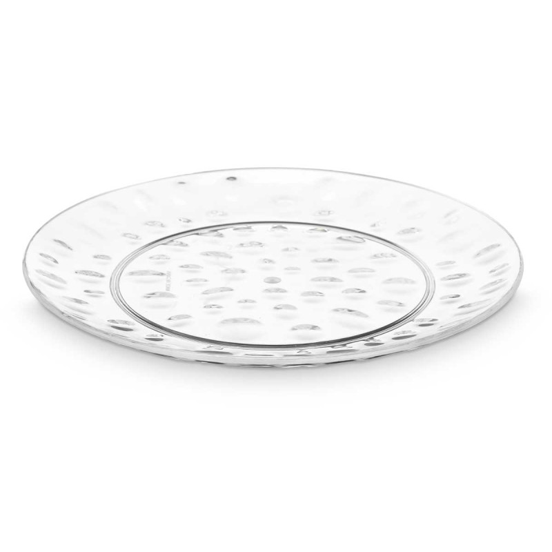 PRATO SOBREMESA DE PLÁSTICO PONTOS 21,5CM TRANSP