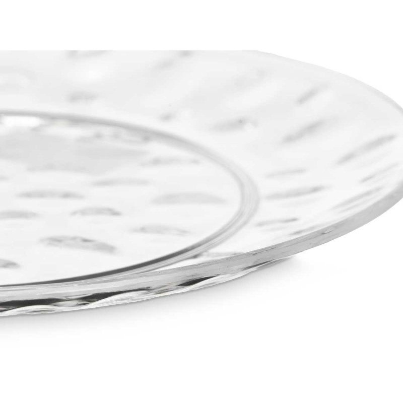 PRATO SOBREMESA DE PLÁSTICO PONTOS 21,5CM TRANSP