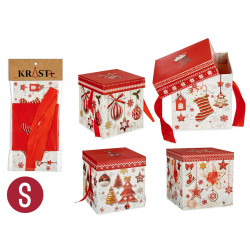SCATOLA NATALE COPERCHIO NASTRO ROSSO ASS 4 S