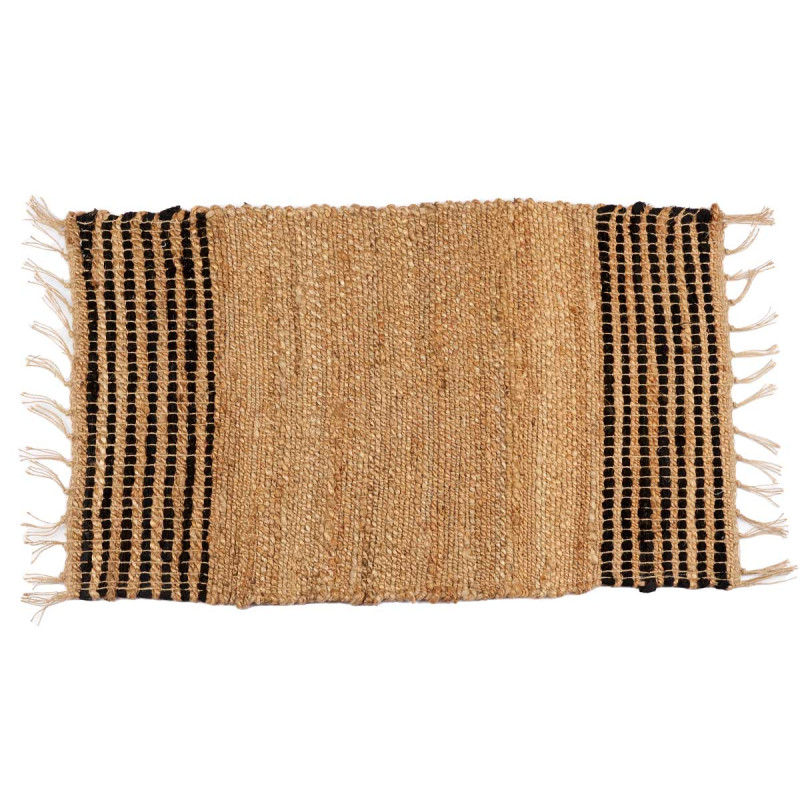 BLACK AND NATURAL STRIPED CARPET 60 X 90 CM