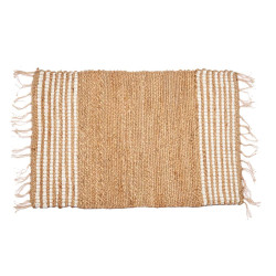 WHITE AND NATURAL STRIPED CARPET 60 X 90 CM