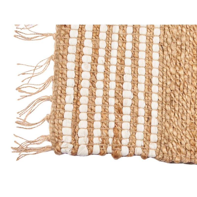 WHITE AND NATURAL STRIPED CARPET 60 X 90 CM