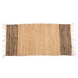 TAPIS RAYÉ NOIR ET NATUREL 70 X 140 CM