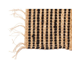 TAPIS RAYÉ NOIR ET NATUREL 70 X 140 CM