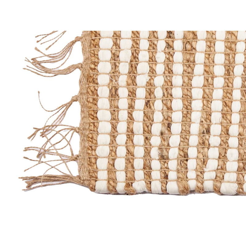 WHITE AND NATURAL STRIPED CARPET 70 X 140 CM