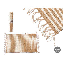 TAPETE NATURAL BRANCO RISCAS DUPLAS 60 X 90 CM