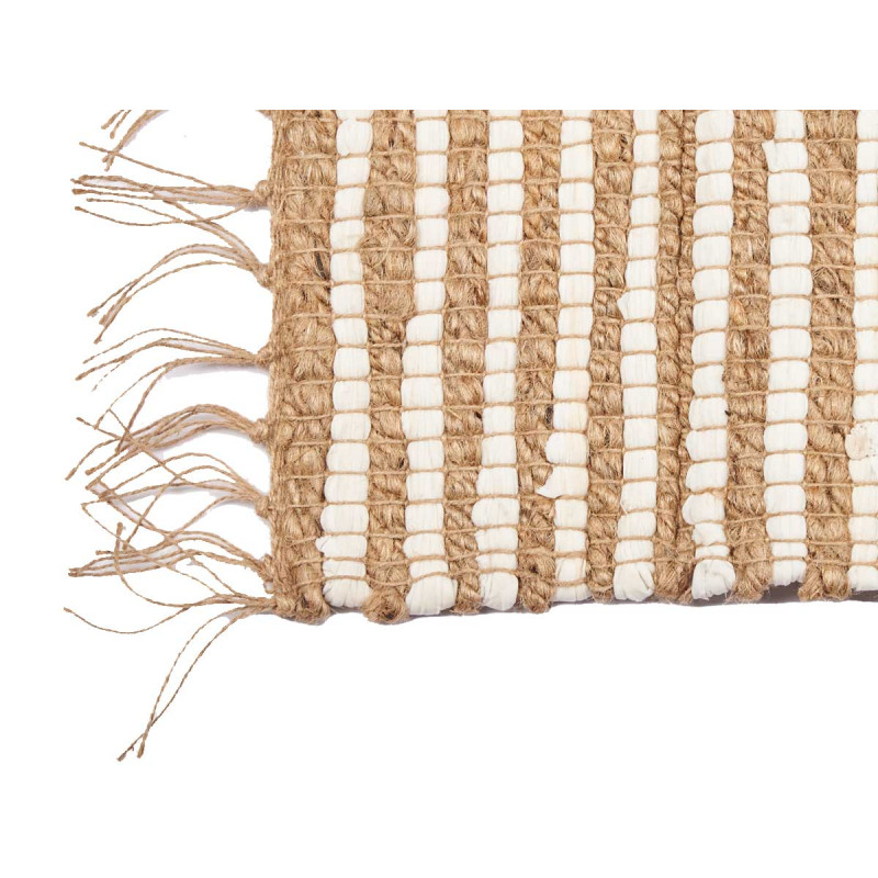 WHITE AND NATURAL DOUBLE STRIPED CARPET 60 X 90 CM