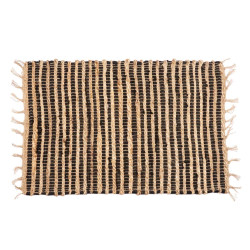 BLACK AND NATURAL DOUBLE STRIPED CARPET 60 X 90 CM