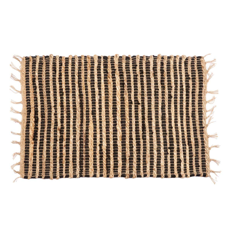 BLACK AND NATURAL DOUBLE STRIPED CARPET 60 X 90 CM
