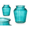 VASE EN VERRE À LARGE OUVERTURE RAYÉ TURQUOISE