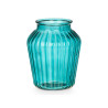 VASE EN VERRE À LARGE OUVERTURE RAYÉ TURQUOISE