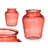 VASE EN VERRE À LARGE OUVERTURE RAYÉ BRIQUE