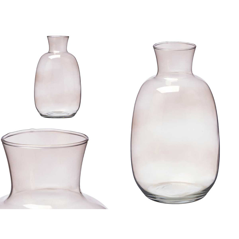 JARRON CRISTAL CUELLO 36CM GRIS