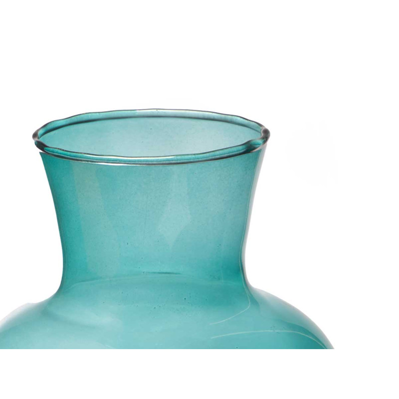 JARRON CRISTAL CUELLO 36CM TURQUESA