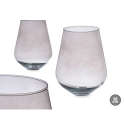 JARRON CRISTAL FORMA VASO 28CM GRIS
