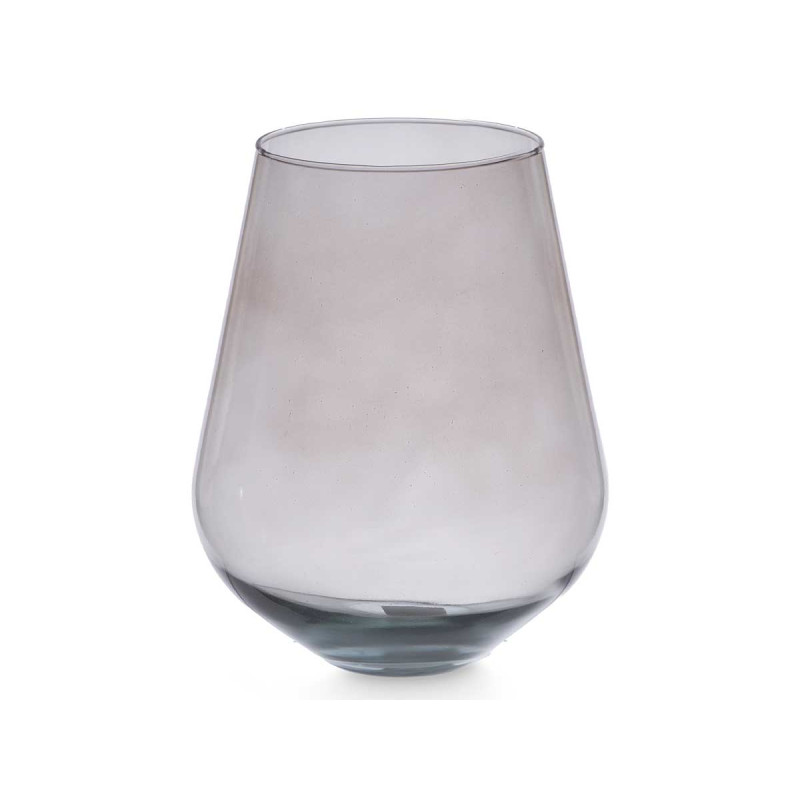 JARRON CRISTAL FORMA VASO 28CM GRIS