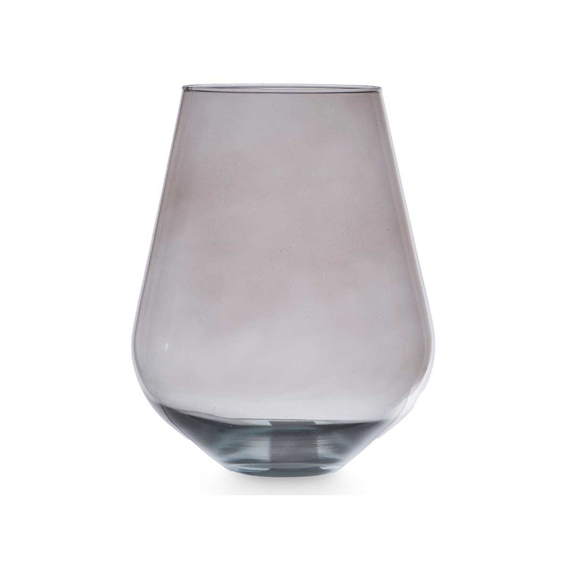 JARRON CRISTAL FORMA VASO 28CM GRIS